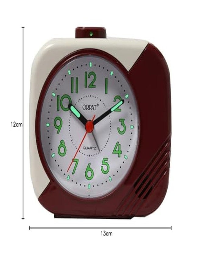 Orpat Ajanta Time Piece Beep Alarm Clock (Small_130X120X60 mm) (Burgundy) - Image 3